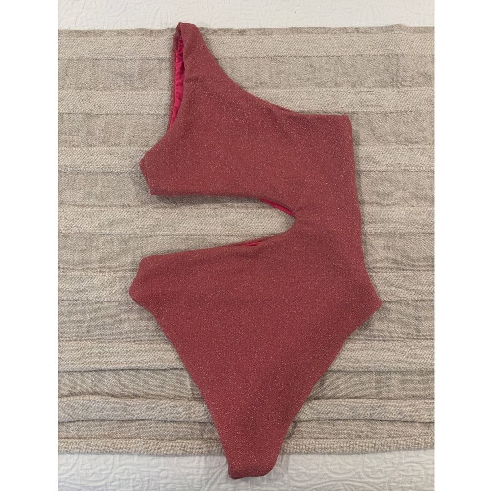 Beach Riot Celine Shine One Piece Swimsuit Sugar Plum Metallic Pink Medium NWOT - Picture 4 of 7